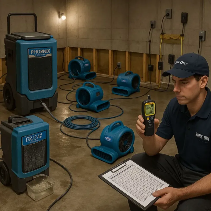 Structural Drying and Dehumidification process in Walkerton, IN
